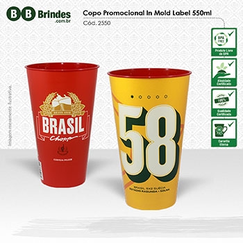 Copos personalizado, Canecas personalizada, Long drink personalizado - Copo Promocional in Mold Label 550mL
